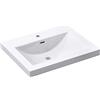 doporro Lavabo ad Incasso Soprapiano Rettangolare 60x48x13 cm per Bagno | Lavandino per Bagno in Marmoresina, Colore Bianco, Finitura Lucida, Foro per Rubinetto, Sistema con Troppopieno