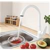 SEHAUSEU Rubinetto da cucina per lavabo, rubinetto da bagno, con tre funzioni di spruzzo, girevole a 360°, con doccetta estraibile, per bagno, cucina, bianco