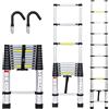 Joparri Scala telescopica in alluminio con gancio rimovibile 3,2 m, allungabile, in alluminio, antiscivolo, portata 150 kg, colore silver
