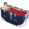 Rehomy Vasca da bagno pieghevole per adulti, 140 cm, mobile gonfiabile, per casa e | eisbad - Vasca da bagno portatile per doccia all'aperto, giardino, pieghevole, con schienale e cuscino