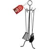 OWIJI MOHOME Set Camino Attrezzi Kit 5 Utensili Durevoli Made in Italy 22x60 cm Resistenti al Calore Scopino Attizzatoio Paletta Pinza Portattrezzi Accessori Caminetto Stufa a Legna con Manici
