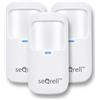 seQrell, Set di 3 sensori di movimento PIR a infrarossi con immunità agli animali domestici fino a 20 kg di peso. Per l'allarme domestico wireless seQrell, SQPIR0720-3