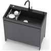 TAITUTE Lavandino da Giardino Autoportante in Acciaio Inox Nero Spazzolato con Mobiletto in Alluminio Alveolare,Lavello Cucina Esterna con Rubinetto Caldo e Freddo per Garage, Balcone e Camping