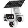 KEPEAK Telecamera di sorveglianza solare per esterni con 4G, 3 lenti da 6 MP, rilevamento del movimento PIR fino a 40 m, batteria da 12000 mAh, impermeabile IP66, visione notturna, audio a due vie