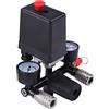 WMLBK Regolatore di pressione 230 V, compressore d'aria con interruttore a pressione e 2 indicatori di misurazione, valvola di controllo del compressore d'aria, filettatura esterna 1/2