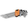 Kendo Set di cacciaviti angolari 9 pezzi - Torx - extra lungo 177 mm - T10 - T50 in custodia - Chiave a brugola angolare Torx con fusti temprati
