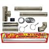 MBM Kit INOX tubi canna fumaria stufa pellet dn 80 tubo acciaio 316 regolabile 600 Ce Made in Italy Uni 1856-2