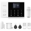 XNH Allarme Casa Senza Fili 4G, 8pcs Allarme casa WiFi, Sistema di Allarme con APP, Sirena 120DB, Sensore per Porte e Finestre, Rilevatore di Movimento, Telecomando, Compatibile con Alexa