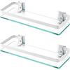 KES Mensola Bagno Mensole da Muro Vetro Mensola Dccia Vetro Temperato Rettangolare Alluminio Argento 2 Pacchi, A4126A-P2