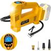 QUPERR Compressore d'Aria Cordless Compatibile con Batterie DeWalt 18V | Fino a 10,34 bar con luce LED e arresto automatico per auto, moto, bici e palloni; batteria non inclusa