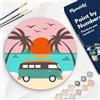 Figured'Art Dipingere con i Numeri su Disco di Legno da 30 cm - Paint by Numbers, Malibu, Passatempo per Adulti, Kit Completo, Hobby Creativi - Quadri fai da te