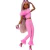 Barbie - Bambola Deluxe Style n.4, con trecce rosa e marroni e completo Barbiecore con top e pantaloni rosa, colletto con pelliccia e accessori divertenti, giocattolo per bambini, 4+ anni, HYV28