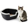 Ferplast Lettiera Gatto, Toilette per Gatti Aperta, con Bordi Alti Ingresso ribassato, 57,5 x 51,5 x h 22 cm, DAMA Lettiera Angolare, Nero