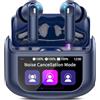Thunelec 2026 Cuffie Bluetooth, 48 Ore Auricolari Bluetooth 5.4 Touch Screen, ANC/ENC Cancellazione Rumore Cuffie Senza Fili, 5 Equalizzatore, Stereo Hi-Fi Cuffie Wireless, IPX7 Impermeabile Cuffiette Blu