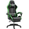Vinsetto Sedia da Gaming Ergonomica in Pelle PU 65x65x121-129cm Nero Verde | Acciaio, Poggiatesta, Altezza Regolabile, Poltrona Gaming, Schienale Reclinabile, Cuscino Lombare