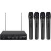 Phenyx Pro Sistema microfono wireless professionali VHF a 4 canali, con 4 microfoni senza fili dinamici palmari, ricevitore in metallo, lunga portata per canto, karaoke, chiesa (PTV-2000-4H)