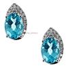 Gemma Naturale Di Topazio Blu Con Gemelli In Argento Sterling 925 #2012