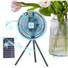 Generic Ventilatore solare ricaricabile - ABS PP 30x17.5x8.5cm Ventilatore da | Luce LED USB C e ricarica solare, silenzioso, portatile, circolatore d'aria con treppiede, ventilatore solare da campeggio |
