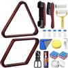 WIILGN 23 PCS Pool Ball Rack con Pool Table Brush Set | Triangolo da biliardo in legno e supporto per palline da biliardo da 5,1 a 0,6 cm, kit di accessori da biliardo con gesso per