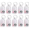 Zerodis Qcwwy 10 Pezzi Portachiavi con Bussola e Termometro, Lente di | Scocca ABS, Bianco, 5,8x3 Cm, Intervallo da Meno 20 a 48,9 C, Formato Tascabile