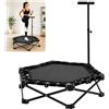 yunaoii Trampolino pieghevole con maniglie regolabili per interni ed esterni | Trampolino pieghevole con maniglia di sicurezza, 150 kg, per fitness, cardio interno, 107 x 91 x 103-123 cm, nero