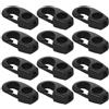 BRIGHTFUFU 12 Pezzi Gancio per Corda Elastica Nero in Nylon J-Hook per Corda Elastica per Riparazione Shock Cord Tenda Kayak e Canoe