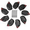 Generic 9 pezzi di copertura protettiva per testa di mazza da golf in PVC nero resistente Accessori per golfisti per giocare a copricapo per club da viaggio Copricapo per conducente