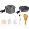 CLISPEED Pentole da Campeggio in Lega di Alluminio Portatile Set per Escursioni | Arrampicata e Trekking, Manico Pieghevole, Facile da Pulire, Resistente alla Ruggine, Kit Completo