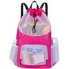 Generico Borsa Da Spiaggia In Rete - Multitasche Con Coulisse, Grande Capacità, Uomo | Zaino in rete leggero per borsa da spiaggia per viaggi in piscina, palestra, nuoto, campeggio, viaggi estivi, giocattoli, art