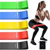 Generic Confezione da 5 fasce elastiche di resistenza in lattice naturale, per allenamento della forza, yoga, pilates, palestra, fitness, per uomini e donne