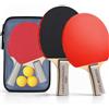 Generico Racchette Ping Pong Personalizzate, Set Legno Incisione, 3 Palline