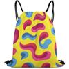 Morbuy 35x42cm Sacca Sportiva Impermeabile Zaino a Sacco (Blu-Giallo) | Zaino Traspirante Astratto Colorato, Leggero Grande Capacità Coulisse Sportivo, per Palestra, Scuola, Viaggi, Uomo Donna
