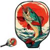 Generic Neoprene Paddle Cover Vintage Bass Fish Jumping pickleball Paddle Cover | con cerniera Universale Custodia per racchetta da pickleball Per uomini e donne sport L'uso Esterno
