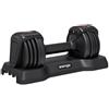 SPORTNOW Set Manubrio Regolabile da 11 kg, 5 in 1 con Sistema di Selezione Rapida, Blocco di Sicurezza, Impugnatura Antiscivolo e Base, Salvaspazio per Home Gym