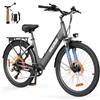GaleRun E Bike 26' Biciclette Elettriche Freno Idraulico per Uomo/Donna,Motore Ruote,Autonomia Max120km,Batteria 468Wh (36V13Ah),7velocità,25km/h,per Pendolari Urbani -Grigio/Blu