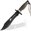 Albainox Coltello da Caccia Nero con Fodero in Plastica Impermeabile, Lama di 18 cm e Manico Antiscivolo