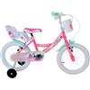 GFM BIKE Bicicletta bambini Principesse Rosa 14 pollici 3-5 anni | Con stabilizzatori, 95 - 100 cm