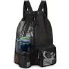 Generic Zaino con coulisse con tasca bagnata, borsa impermeabile per piscina, borsa da nuoto con coulisse per spiaggia, nuoto, campeggio, viaggi, nero, Large, Borse con coulisse a tema animale oceano