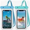 Generic Confezione da 2 custodie per telefono da 7 pollici, compatibili con iPhone 16 Pro, 15, 14, 13, 12, 11 Pro Max, XS, Plus, borse impermeabili per immersioni, nuoto e attività in spiaggia, blu/verde