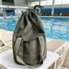 Generic Borsa da toilette in rete con coulisse, borsa da spiaggia a rete con apertura rotonda (verde)