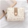 Generic 1 mini portafoglio da donna con stampa di gatto, borsa corta a tre pieghe con cinturino da polso, MTB1 pz, Moda | Portafoglio ultrasottile in pelle sintetica con 20 scomparti per schede, chiusura con cerniera e design minimalista