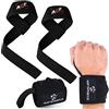 AQF 18 Polsini Palestra & 23'' Imbottite Straps Palestra per Allenamento | Supporto Polso Rinforzato, Fasce Cotone Antiscivolo, Sacca Impermeabile, Perfetto Per Stacchi, Trazioni, Panca, Coppia Uomo