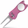 Generic Strumento di riparazione per divot da golf in acciaio inossidabile con marcatore magnetico per palline, design tascabile pieghevole rosa