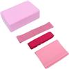 NIYANGLE Kit Yoga Mattone, Fascia Elastica, Cerchio e Telo in Lattice | Set Leggero in EVA e Lattice, Facile da Usare e Riporre, per Casa e Palestra, Colore Rosa
