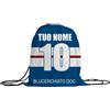 MOCHEIA SHOP Sacca a zaino Calcio Sampdoria realizzata in Ottimo Poliestere, misura 30x40 cm, idea regalo tifosi Blucerchiati, Personalizzabile con nome e numero
