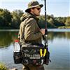 Generic Oxford Borsa per attrezzatura da pesca, impermeabile, portatile, multitasche, zaino per pescatori, con porta canna e tracolla