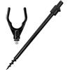 Hoppipola Asta telescopica regolabile in alluminio per pesca alla carpa, con supporto per canna a forma di U, per pesca alla carpa in laghi e stagni, colore nero