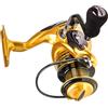 MUCKLILY Mulinello da Pesca Spinning 4000 in Lega Freno Posteriore | Manovella in Metallo, Impugnatura Comoda, Struttura Leggera, Finitura Oro, per Mare e Carpfishing