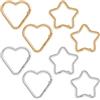 XIHIRCD 8Pz Cuore e Stella Moschettone Clip Portachiavi (Oro, Argento) | Lega Zinco Forma Stella e Cuore Carino Gancio a Scatto per Chiavi, Zaini, Ciondoli per Borse, Viaggi, Campeggio, Escursioni