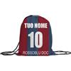 MOCHEIA SHOP Sacca a zaino per Palestra, Calcio, realizzata in Ottimo Poliestere, misura 30x40 cm, idea regalo tifoso del Bologna, Personalizzabile con nome e numero